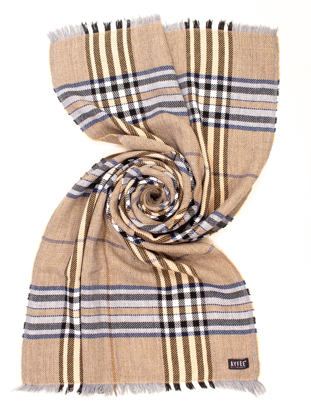 STOLA JACQUARD SCOTTISH, 180X40 - CAMEL